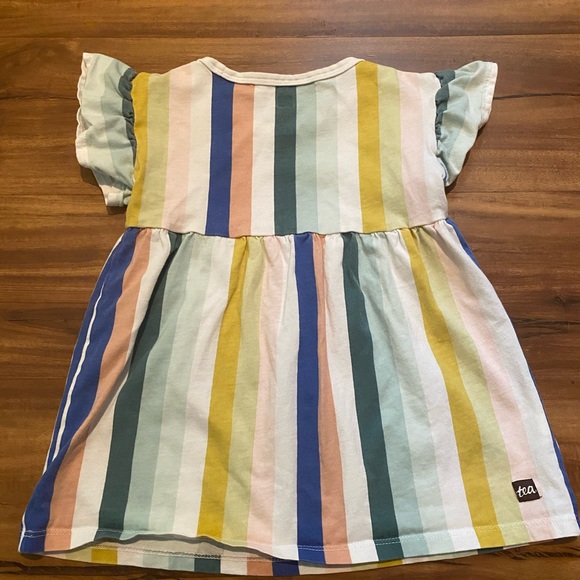 Tea Collection Ruffle Short Sleeve Striped Dress - Picture 2 of 5